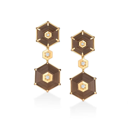 Brinco Hex Duplo Fumê 18k