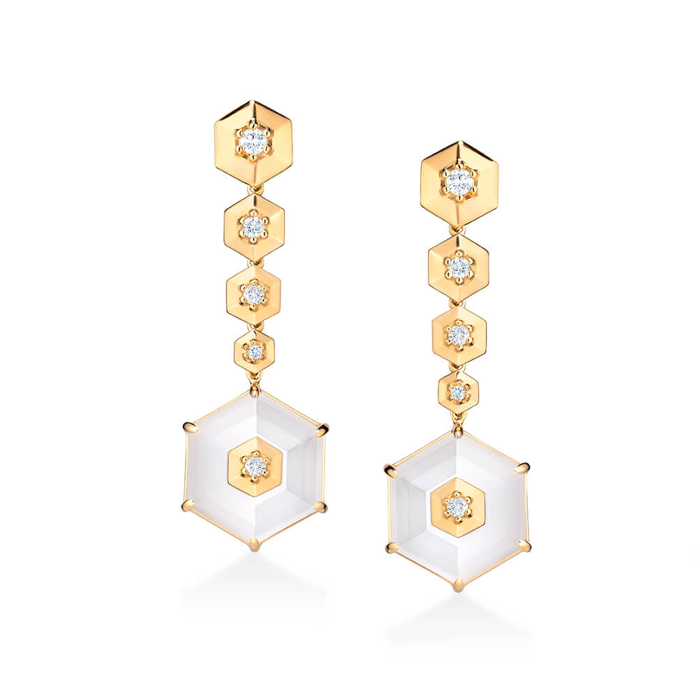 Brinco Hex Degradê Cristal 18k