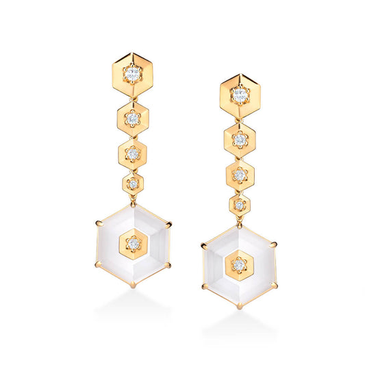 Brinco Hex Degradê Cristal 18k