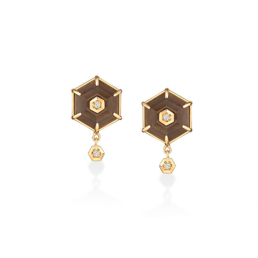 Brinco Hex Fumê Espeto 18k