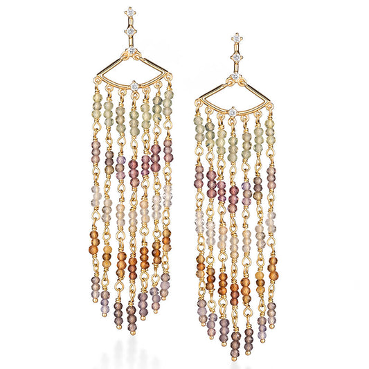 Brinco Leque Safiras Color 18k