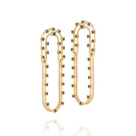 Brinco Link G com Brilhantes Negro 18k