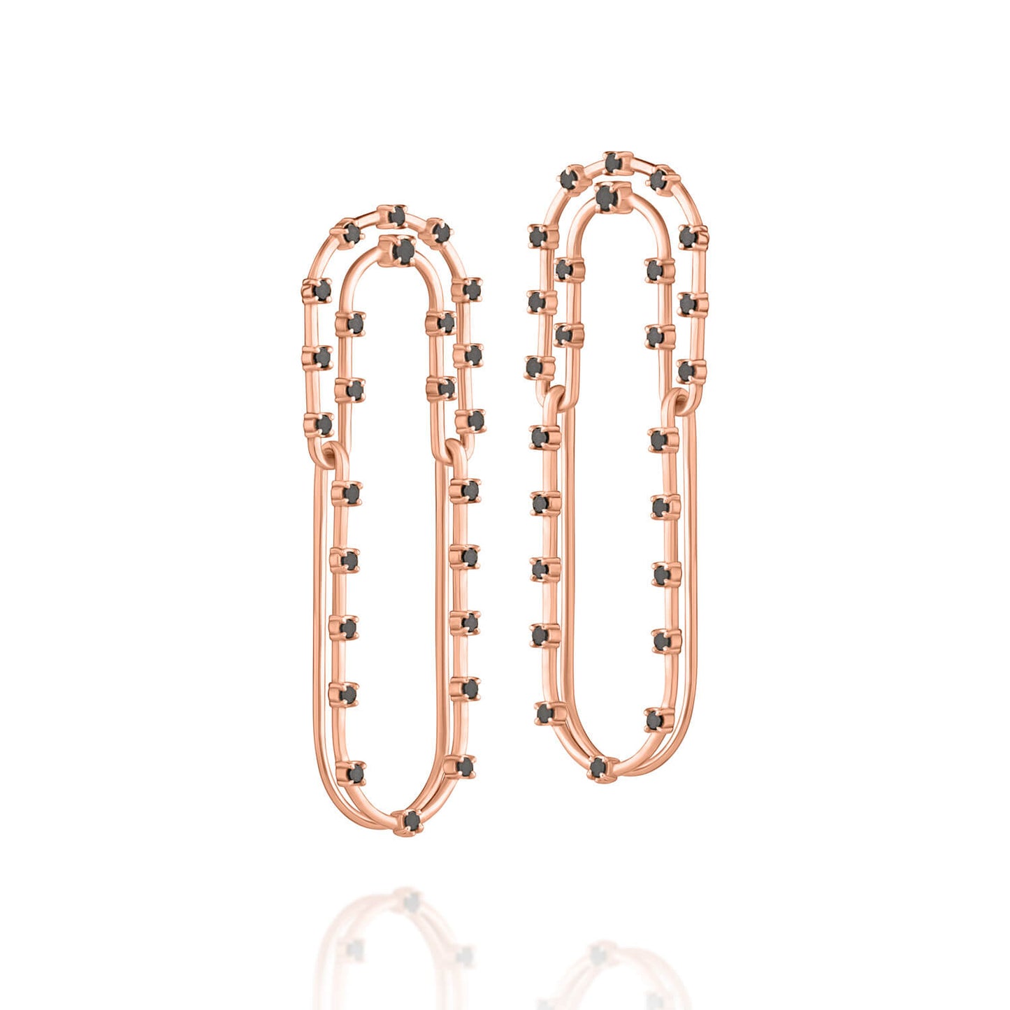 Brinco Link G com Brilhantes Negro 18k