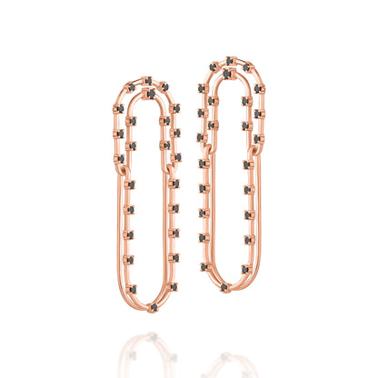 Brinco Link G com Brilhantes Negro 18k
