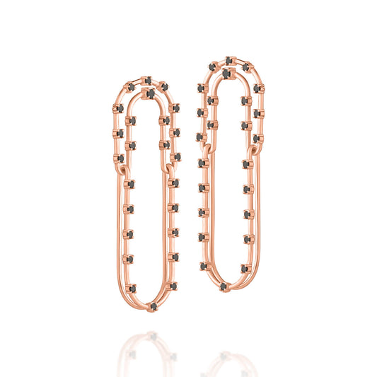 Brinco Link G com Brilhantes Negro 18k