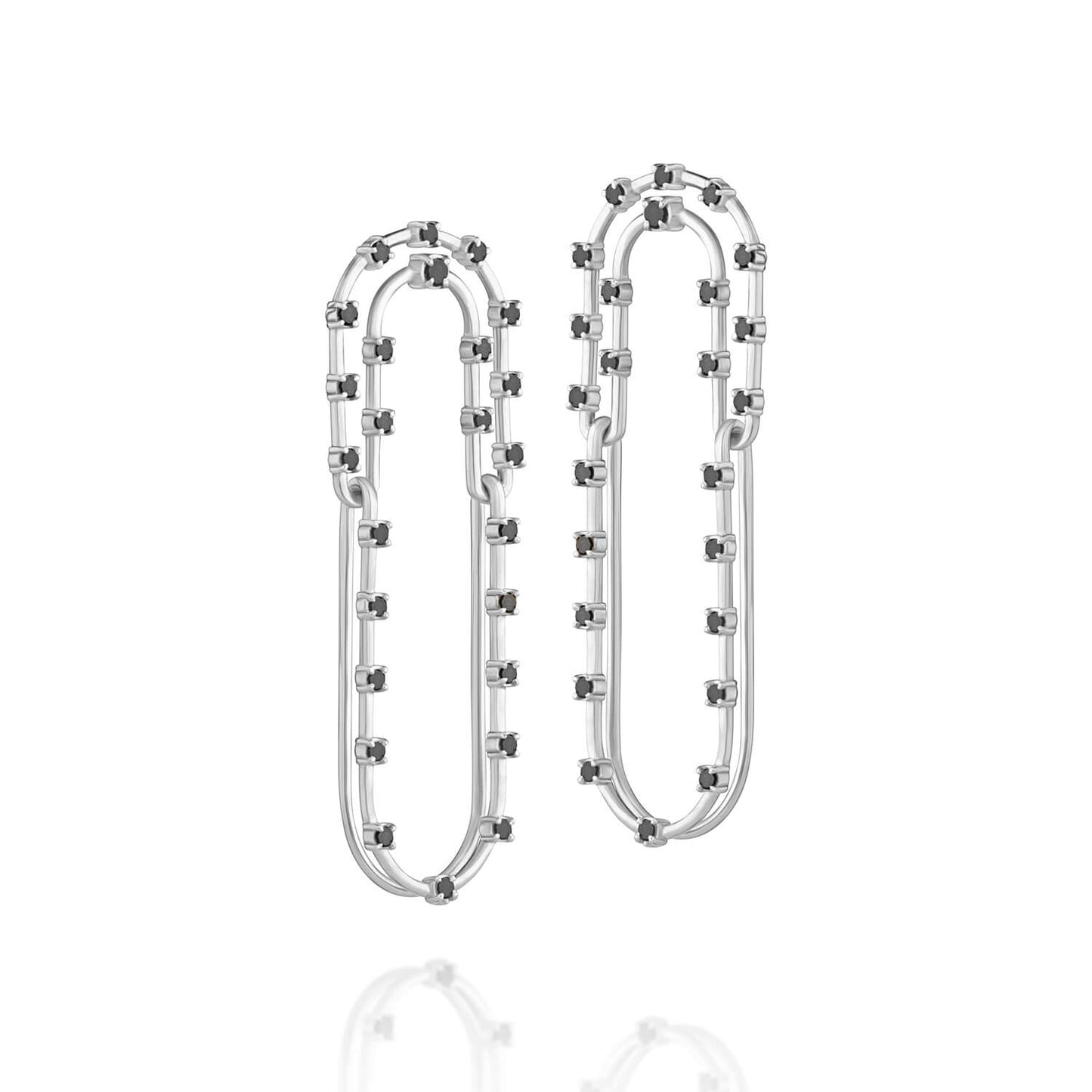 Brinco Link G com Brilhantes Negro 18k