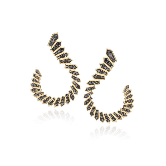 Brinco Luxus c/ Brilhantes Negros 18k