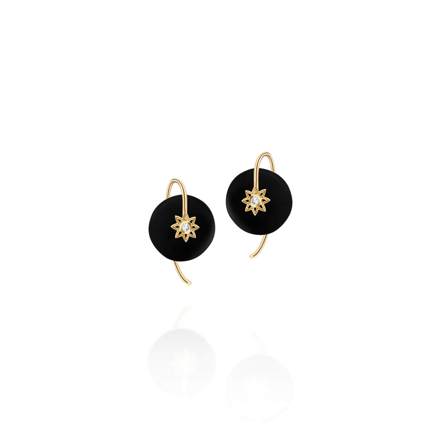 Brinco Pastilha Estrela com Ônix 18k