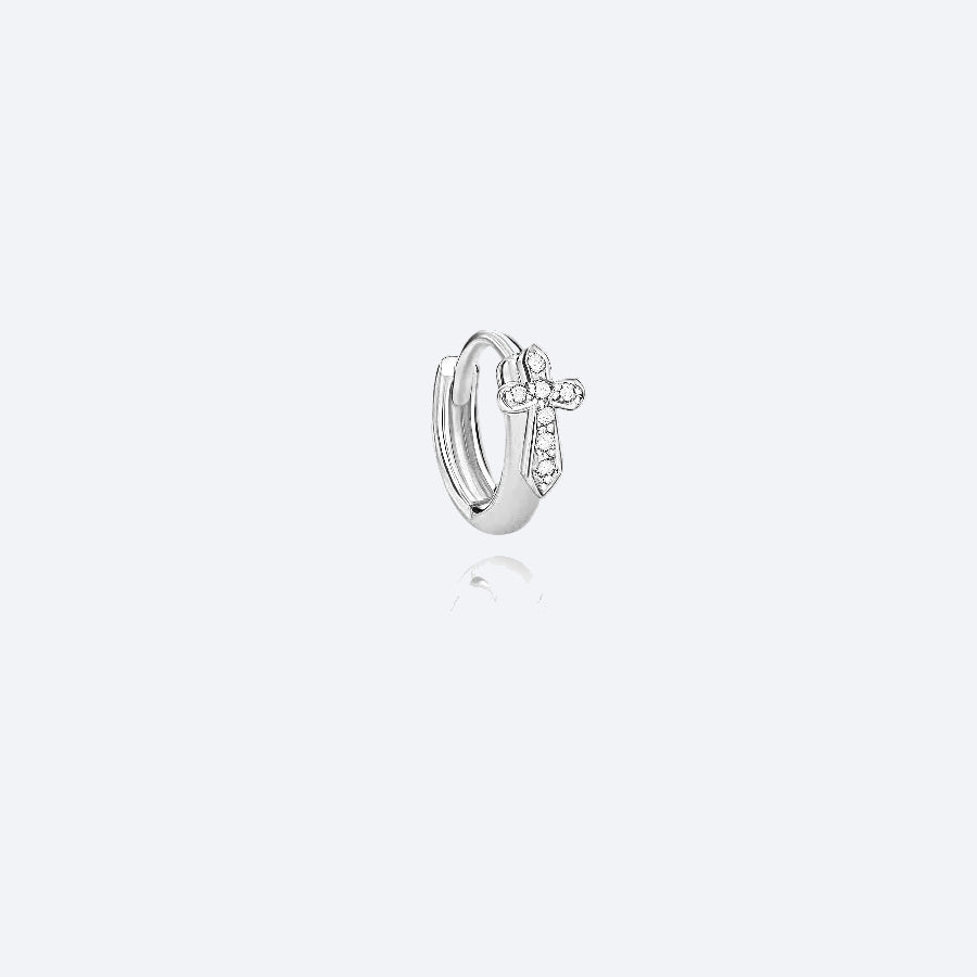Brinco Piercing Argola Cruz Pequeno 18k