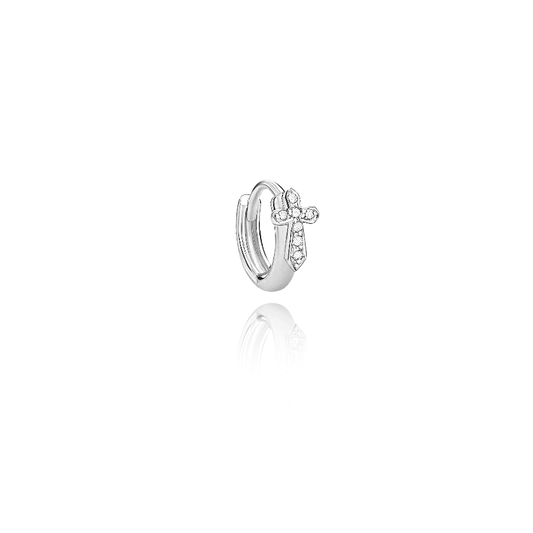 Brinco Piercing Argola Cruz Pequeno 18k