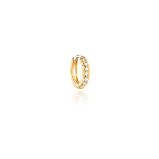 Brinco Piercing Argolinha Pavê 9mm 18k