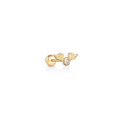 Brinco Piercing Asa P com brilhante 18k