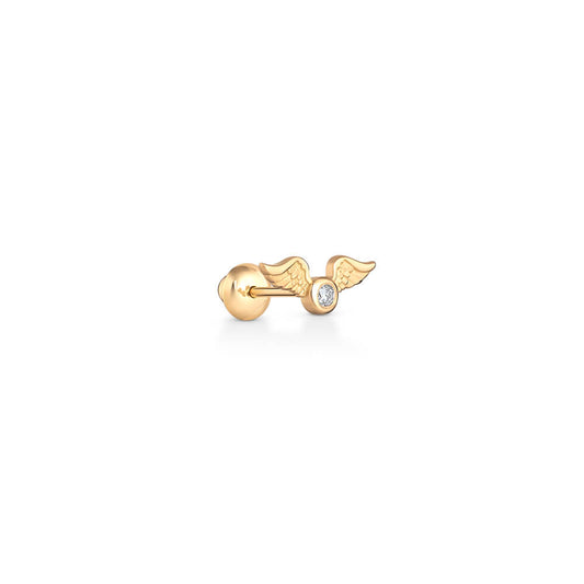 Brinco Piercing Asa P com brilhante 18k