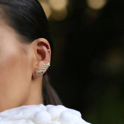 Brinco Piercing Coração Flechado 18k