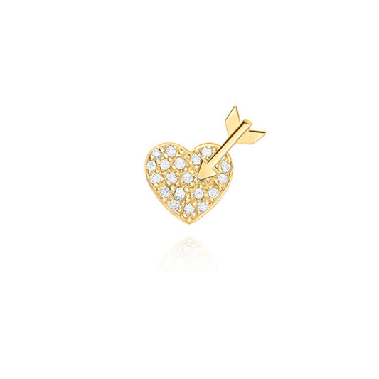 Brinco Piercing Coração Flechado 18k