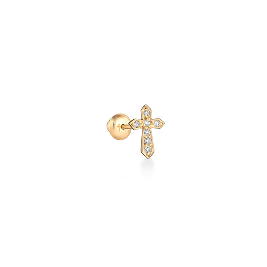 Brinco Piercing Cruz Pavê 18k