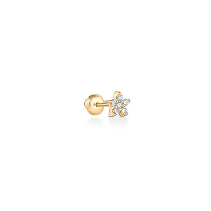 Brinco Piercing Estrela Mini com brilhantes 18k
