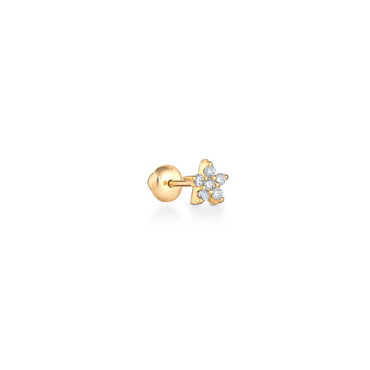 Brinco Piercing Estrela Mini com brilhantes 18k