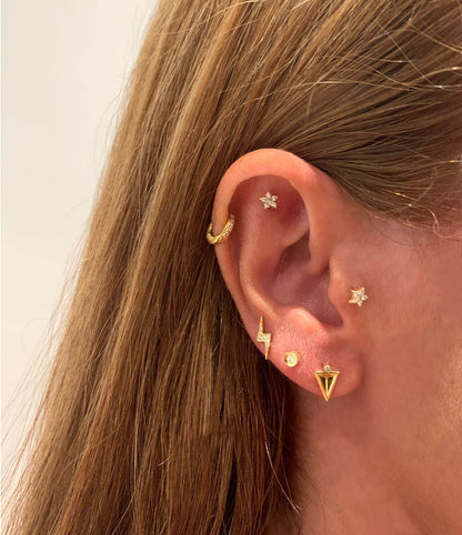Brinco Piercing Estrela Mini com brilhantes 18k