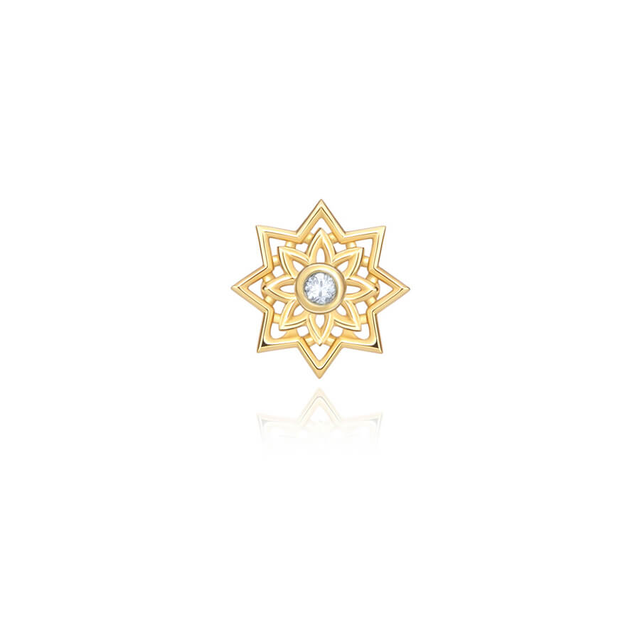 Brinco Piercing Estrela Raiada 18k