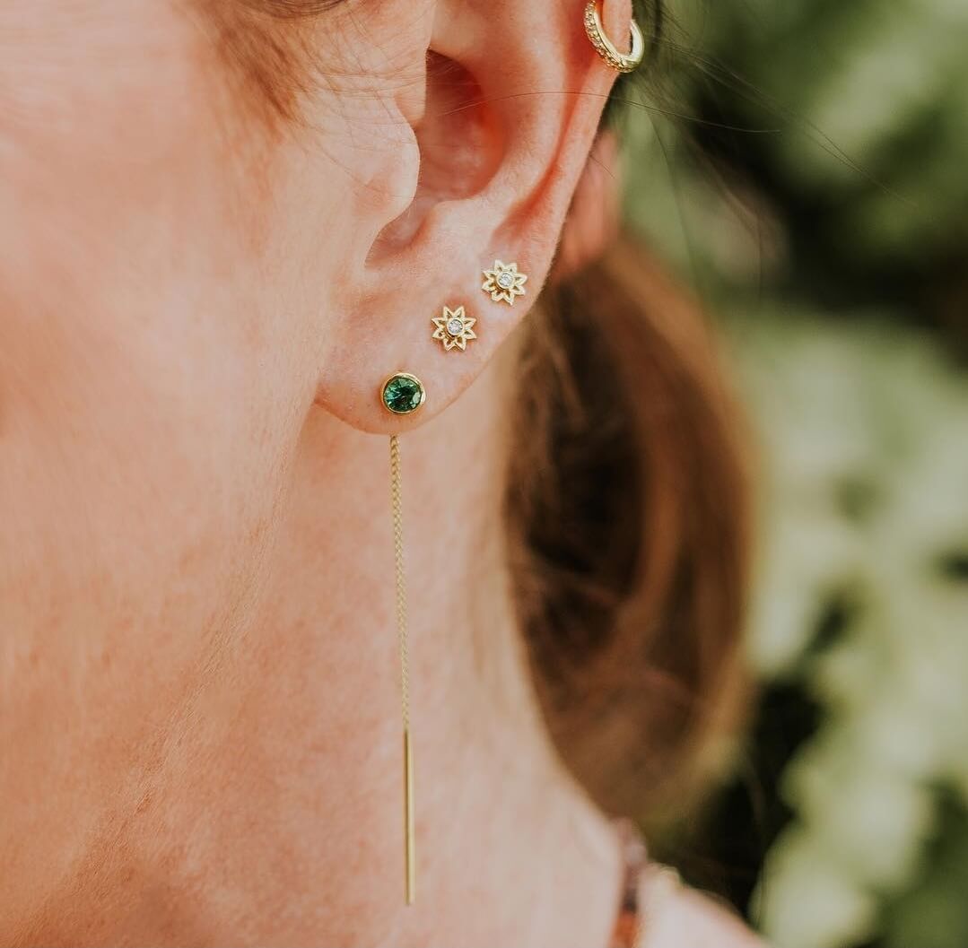 Brinco Piercing Estrela Raiada Mini 18k