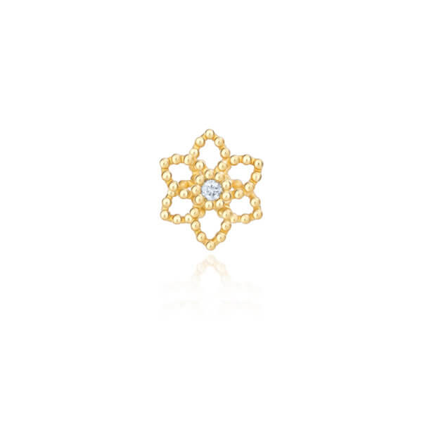 Brinco Piercing Flor Bolinha 18k