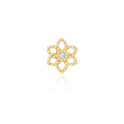 Brinco Piercing Flor Bolinha 18k