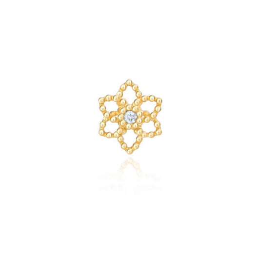 Brinco Piercing Flor Bolinha 18k