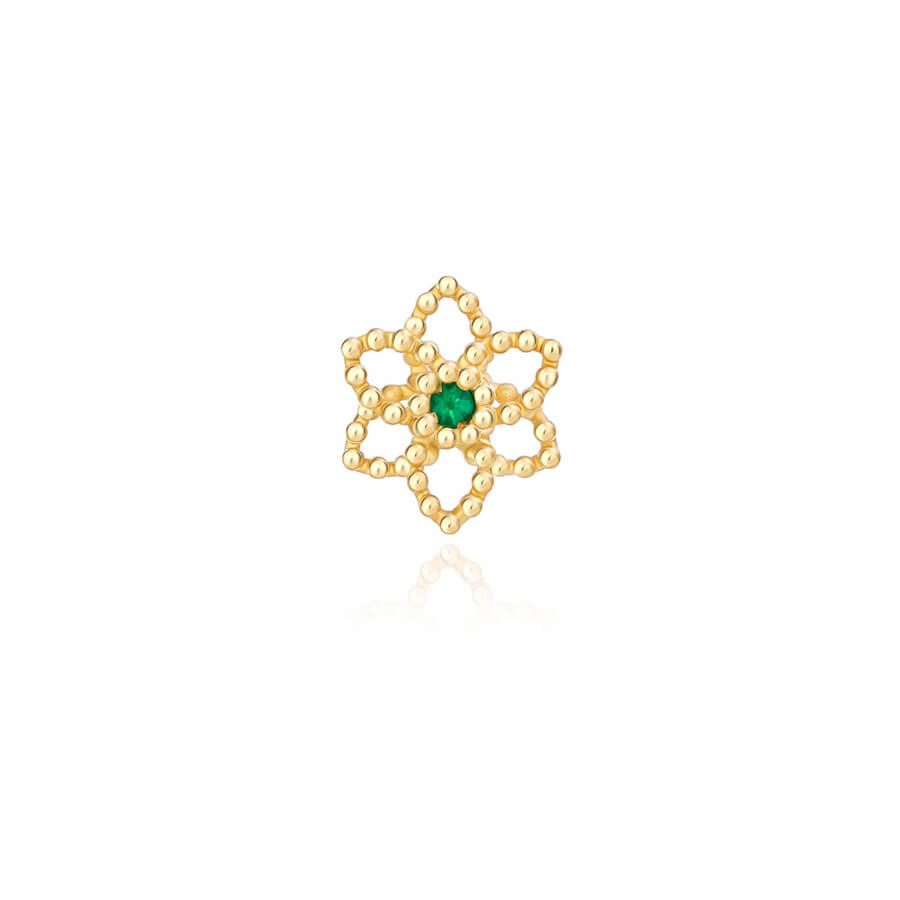 Brinco Piercing Flor Bolinha 18k