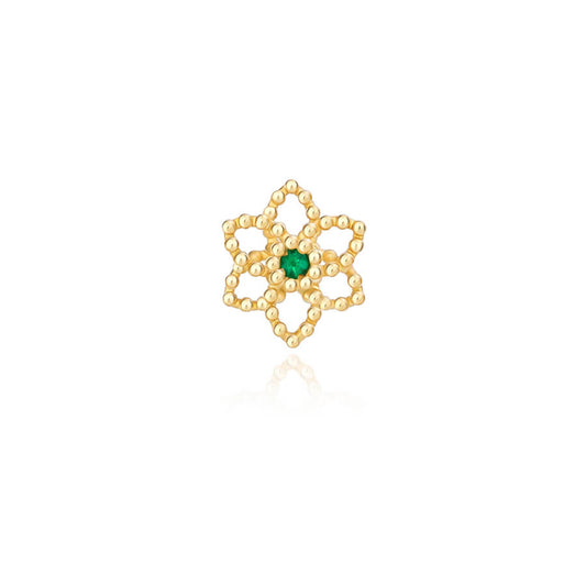 Brinco Piercing Flor Bolinha 18k