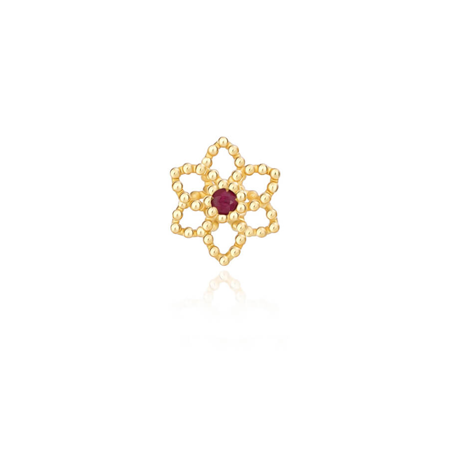 Brinco Piercing Flor Bolinha 18k