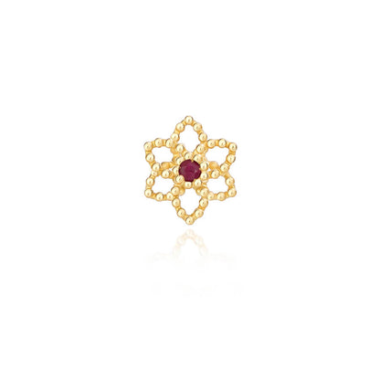 Brinco Piercing Flor Bolinha 18k