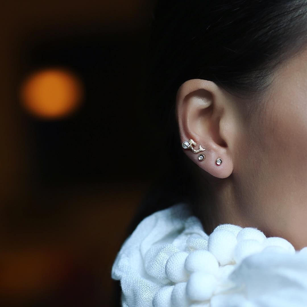 Brinco Piercing Sereia Mini 18k