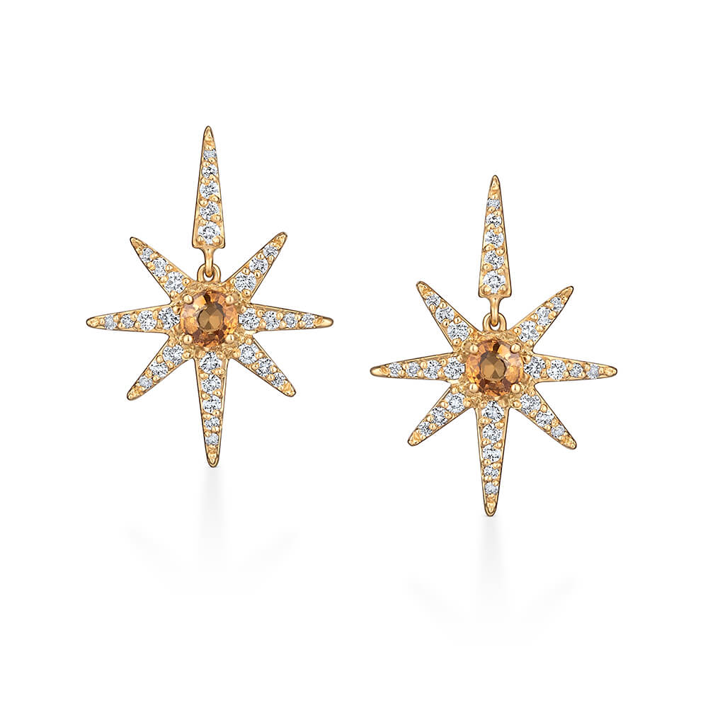 Brinco Solar Safira Laranja 18k