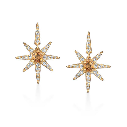 Brinco Solar Safira Laranja 18k