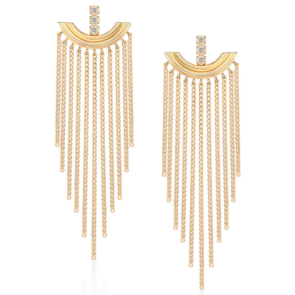 Brinco Wave Franja 18k