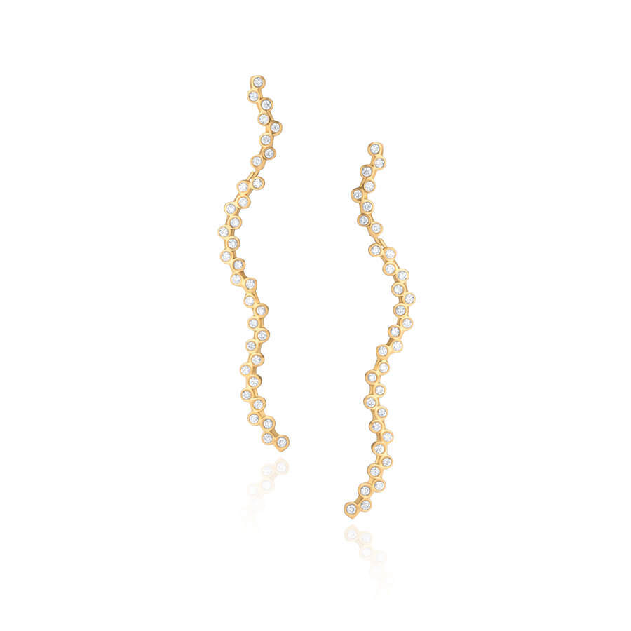 Brinco Zig Zag Brilhantes 18k