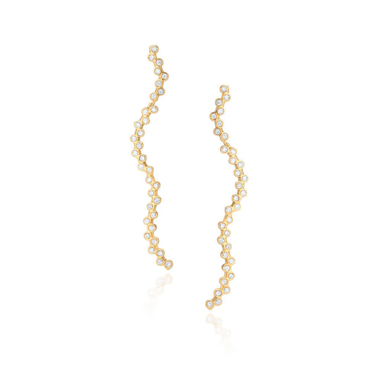 Brinco Zig Zag Brilhantes 18k