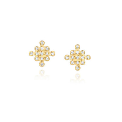 Brinco espeto Losango Brilhante 18k