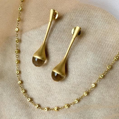 Brinco Pingo D'Água Cristal 18K