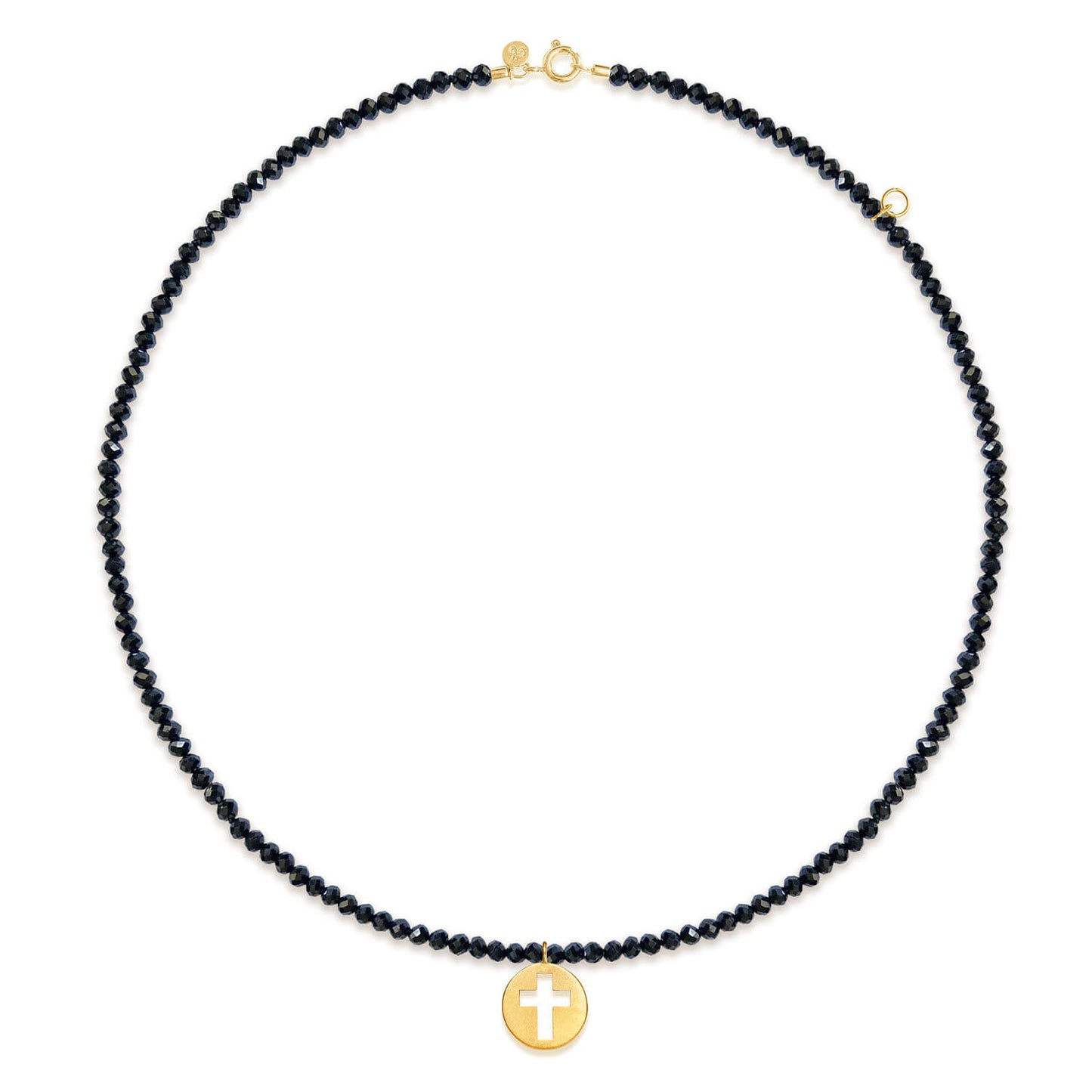Choker Espinélio Negro - Cruz 18k