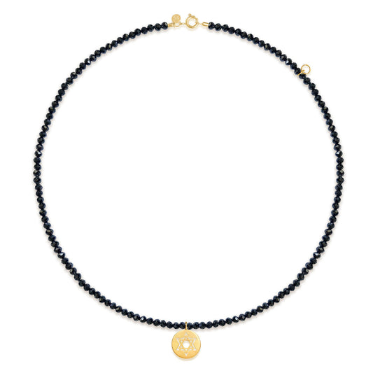 Choker Espinélio Negro - Estrela de David 18k