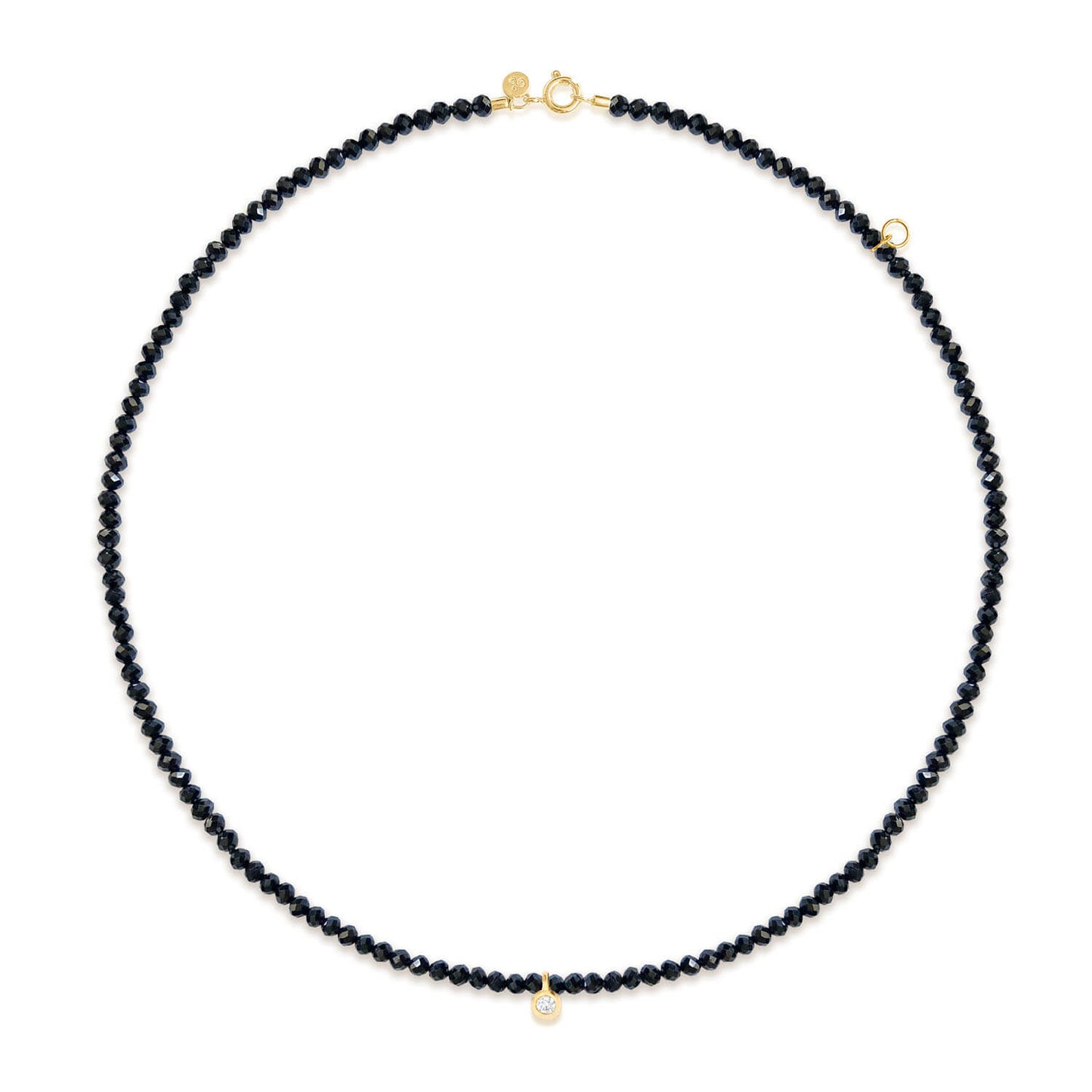 Choker Espinélio Negro com 1 brilhante 18k