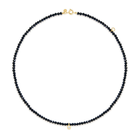 Choker Espinélio Negro com 1 brilhante 18k