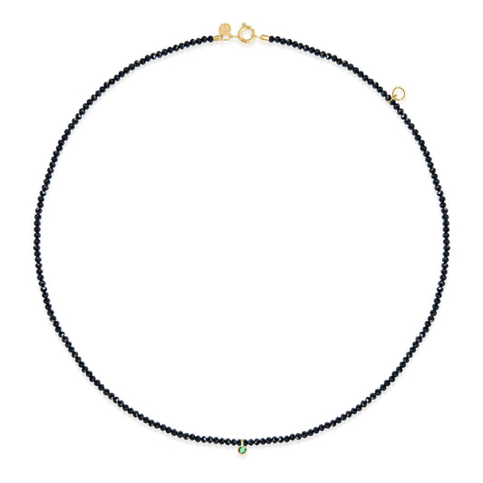 Choker Espinélio Negro e Esmeralda 18k