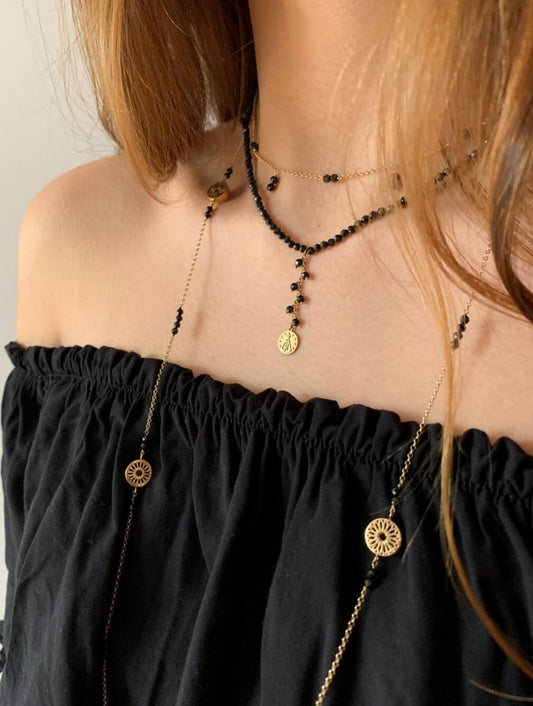 Choker Nossa Senhora Espinélio Negro 18k
