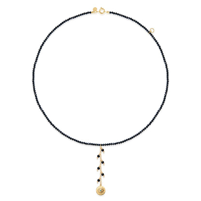 Choker Olho Grego Espinélio Negro 18k