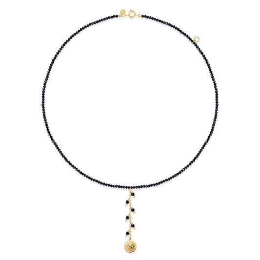 Choker Olho Grego Espinélio Negro 18k