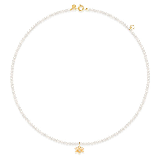 Choker Orquídea com Pérolas 18k