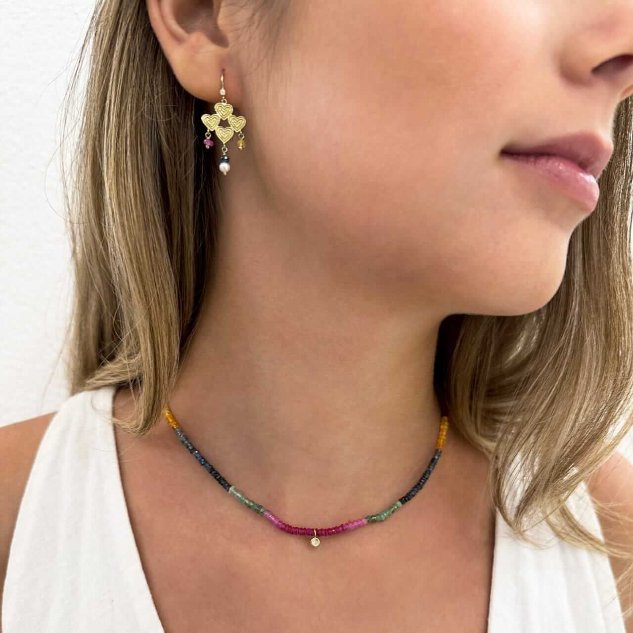 Choker Safiras com Brilhante 18k